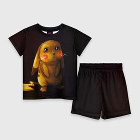 Детский костюм с шортами 3D с принтом Пика Пика в Белгороде,  |  | bulbasaur | pikachu | pokemon | squirtle | бальбазар | пикачу | покемон | сквиртл