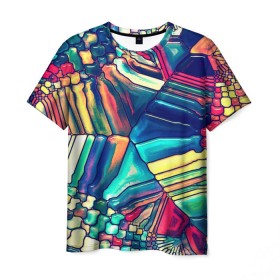 Мужская футболка 3D с принтом Block mosaic в Белгороде, 100% полиэфир | прямой крой, круглый вырез горловины, длина до линии бедер | мозаика | новый | разноцветный