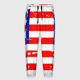 Мужские брюки 3D с принтом Америка в Белгороде, 100% полиэстер | манжеты по низу, эластичный пояс регулируется шнурком, по бокам два кармана без застежек, внутренняя часть кармана из мелкой сетки | Тематика изображения на принте: grunge | америка | сша | флаг