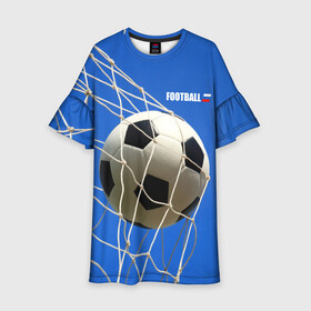 Детское платье 3D с принтом Футбол в Белгороде, 100% полиэстер | прямой силуэт, чуть расширенный к низу. Круглая горловина, на рукавах — воланы | ball | flag | gate | goal | net | russia | sky | soccer | ворота | гол | мяч | небо | россия | сетка | триколор | футбол | футбольный мяч