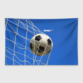 Флаг-баннер с принтом Футбол в Белгороде, 100% полиэстер | размер 67 х 109 см, плотность ткани — 95 г/м2; по краям флага есть четыре люверса для крепления | ball | flag | gate | goal | net | russia | sky | soccer | ворота | гол | мяч | небо | россия | сетка | триколор | футбол | футбольный мяч