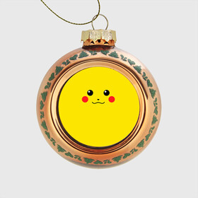 Стеклянный ёлочный шар с принтом Happy Pikachu в Белгороде, Стекло | Диаметр: 80 мм | Тематика изображения на принте: 