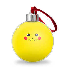 Ёлочный шар с принтом Happy Pikachu в Белгороде, Пластик | Диаметр: 77 мм | Тематика изображения на принте: 