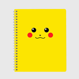 Тетрадь с принтом Happy Pikachu в Белгороде, 100% бумага | 48 листов, плотность листов — 60 г/м2, плотность картонной обложки — 250 г/м2. Листы скреплены сбоку удобной пружинной спиралью. Уголки страниц и обложки скругленные. Цвет линий — светло-серый
 | Тематика изображения на принте: 