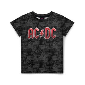 Детская футболка 3D с принтом AC/DC в Белгороде, 100% гипоаллергенный полиэфир | прямой крой, круглый вырез горловины, длина до линии бедер, чуть спущенное плечо, ткань немного тянется | Тематика изображения на принте: ac dc | acdc | rock | ангус янг | рок