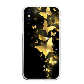 Чехол для iPhone XS Max матовый с принтом Золотые бабочки в Белгороде, Силикон | Область печати: задняя сторона чехла, без боковых панелей | бабочки | девушкам | злато | золото