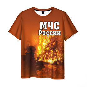 Мужская футболка 3D с принтом МЧС России в Белгороде, 100% полиэфир | прямой крой, круглый вырез горловины, длина до линии бедер | мчс | пожарный | россии
