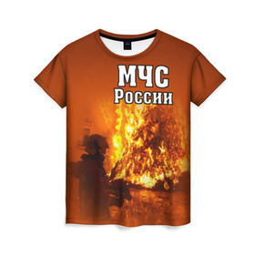 Женская футболка 3D с принтом МЧС России в Белгороде, 100% полиэфир ( синтетическое хлопкоподобное полотно) | прямой крой, круглый вырез горловины, длина до линии бедер | мчс | пожарный | россии
