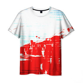 Мужская футболка 3D с принтом Потертая краска в Белгороде, 100% полиэфир | прямой крой, круглый вырез горловины, длина до линии бедер | красный | яркий