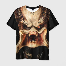 Мужская футболка 3D с принтом Хищник в Белгороде, 100% полиэфир | прямой крой, круглый вырез горловины, длина до линии бедер | predator | зубы | инопланетянин