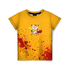 Детская футболка 3D с принтом Пикачу-агрессор в Белгороде, 100% гипоаллергенный полиэфир | прямой крой, круглый вырез горловины, длина до линии бедер, чуть спущенное плечо, ткань немного тянется | Тематика изображения на принте: пикачу