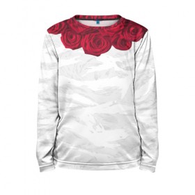 Детский лонгслив 3D с принтом Roses White в Белгороде, 100% полиэстер | длинные рукава, круглый вырез горловины, полуприлегающий силуэт
 | розы цветы swag тренд мода клубная