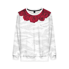 Женский свитшот 3D с принтом Roses White в Белгороде, 100% полиэстер с мягким внутренним слоем | круглый вырез горловины, мягкая резинка на манжетах и поясе, свободная посадка по фигуре | розы цветы swag тренд мода клубная