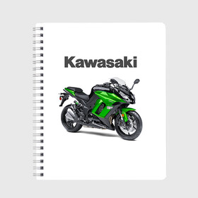 Тетрадь с принтом Kawasaky Ninja 1000 в Белгороде, 100% бумага | 48 листов, плотность листов — 60 г/м2, плотность картонной обложки — 250 г/м2. Листы скреплены сбоку удобной пружинной спиралью. Уголки страниц и обложки скругленные. Цвет линий — светло-серый
 | kawasaky