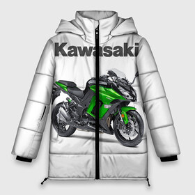 Женская зимняя куртка 3D с принтом Kawasaky Ninja 1000 в Белгороде, верх — 100% полиэстер; подкладка — 100% полиэстер; утеплитель — 100% полиэстер | длина ниже бедра, силуэт Оверсайз. Есть воротник-стойка, отстегивающийся капюшон и ветрозащитная планка. 

Боковые карманы с листочкой на кнопках и внутренний карман на молнии | kawasaky