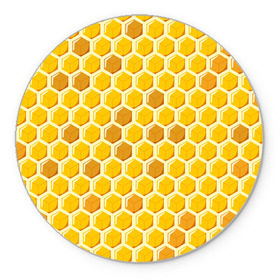 Коврик круглый с принтом Медовые соты в Белгороде, резина и полиэстер | круглая форма, изображение наносится на всю лицевую часть | арт | еда | мед | пчелы | соты