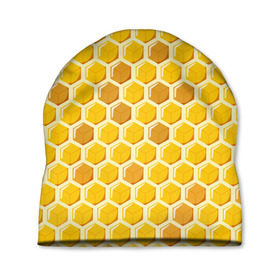 Шапка 3D с принтом Медовые соты в Белгороде, 100% полиэстер | универсальный размер, печать по всей поверхности изделия | Тематика изображения на принте: арт | еда | мед | пчелы | соты