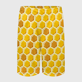 Детские спортивные шорты 3D с принтом Медовые соты в Белгороде,  100% полиэстер
 | пояс оформлен широкой мягкой резинкой, ткань тянется
 | арт | еда | мед | пчелы | соты