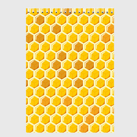 Скетчбук с принтом Медовые соты в Белгороде, 100% бумага
 | 48 листов, плотность листов — 100 г/м2, плотность картонной обложки — 250 г/м2. Листы скреплены сверху удобной пружинной спиралью | Тематика изображения на принте: арт | еда | мед | пчелы | соты