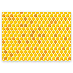 Поздравительная открытка с принтом Медовые соты в Белгороде, 100% бумага | плотность бумаги 280 г/м2, матовая, на обратной стороне линовка и место для марки
 | арт | еда | мед | пчелы | соты