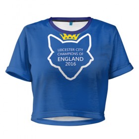 Женская футболка 3D укороченная с принтом FC Leicester в Белгороде, 100% полиэстер | круглая горловина, длина футболки до линии талии, рукава с отворотами | Тематика изображения на принте: 