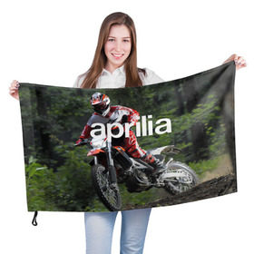 Флаг 3D с принтом Aprilia RXV480 в Белгороде, 100% полиэстер | плотность ткани — 95 г/м2, размер — 67 х 109 см. Принт наносится с одной стороны | aprilia