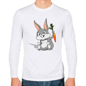 Мужской лонгслив хлопок с принтом Зайчик в Белгороде, 100% хлопок |  | год кролика | зайчик | заяц | кролик | морковь