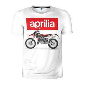 Мужская футболка 3D спортивная с принтом Aprilia enduro в Белгороде, 100% полиэстер с улучшенными характеристиками | приталенный силуэт, круглая горловина, широкие плечи, сужается к линии бедра | aprilia