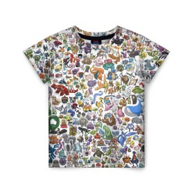 Детская футболка 3D с принтом Покемоны в Белгороде, 100% гипоаллергенный полиэфир | прямой крой, круглый вырез горловины, длина до линии бедер, чуть спущенное плечо, ткань немного тянется | Тематика изображения на принте: go | pokemon | покемон | популярное