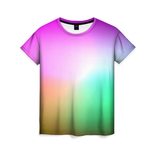 Женская футболка 3D с принтом Сочетание красок в Белгороде, 100% полиэфир ( синтетическое хлопкоподобное полотно) | прямой крой, круглый вырез горловины, длина до линии бедер | градиент | пятна | разноцветные