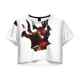 Женская футболка 3D укороченная с принтом Shadow Fiend в Белгороде, 100% полиэстер | круглая горловина, длина футболки до линии талии, рукава с отворотами | 