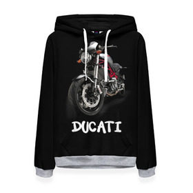 Женская толстовка 3D с принтом Ducati в Белгороде, 100% полиэстер  | двухслойный капюшон со шнурком для регулировки, мягкие манжеты на рукавах и по низу толстовки, спереди карман-кенгуру с мягким внутренним слоем. | ducati | дукати | мото | мотогонки | мотоспорт | мотоцикл