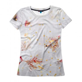 Женская футболка 3D с принтом Белая нежность в Белгороде, 100% полиэфир ( синтетическое хлопкоподобное полотно) | прямой крой, круглый вырез горловины, длина до линии бедер | белый | лепестки | прикольные картинки | цветочки | цветы