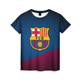 Женская футболка 3D с принтом ФК Барселона в Белгороде, 100% полиэфир ( синтетическое хлопкоподобное полотно) | прямой крой, круглый вырез горловины, длина до линии бедер | барса | барселона | футбол