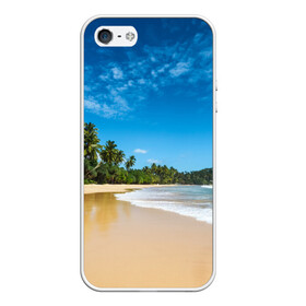 Чехол для iPhone 5/5S матовый с принтом Шикарный пляж в Белгороде, Силикон | Область печати: задняя сторона чехла, без боковых панелей | вода | голубое небо | жара | загар | зной | каникулы | купание | море | океан | отдых | отпуск | пальмы | песок | приключение | путешествие | туризм