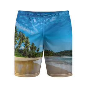 Мужские шорты 3D спортивные с принтом Шикарный пляж в Белгороде,  |  | вода | голубое небо | жара | загар | зной | каникулы | купание | море | океан | отдых | отпуск | пальмы | песок | приключение | путешествие | туризм