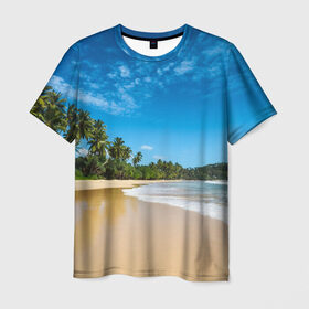 Мужская футболка 3D с принтом Шикарный пляж в Белгороде, 100% полиэфир | прямой крой, круглый вырез горловины, длина до линии бедер | вода | голубое небо | жара | загар | зной | каникулы | купание | море | океан | отдых | отпуск | пальмы | песок | приключение | путешествие | туризм