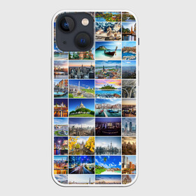 Чехол для iPhone 13 mini с принтом Мир путешествий в Белгороде,  |  | азия | берлин | вегас | венеция | воспоминания | города | достопримечательности | европа | египет | калифорния | каникулы | лондон | милан | москва | ностальгия | нью йорк | отдых | отпуск | память