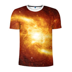 Мужская футболка 3D спортивная с принтом Огненная галактика в Белгороде, 100% полиэстер с улучшенными характеристиками | приталенный силуэт, круглая горловина, широкие плечи, сужается к линии бедра | вселенная | галактика | звёзды | земля | комета | космос | метеориты | метеоры | млечный путь | орбита | планеты | солнечная система | солнце