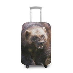Чехол для чемодана 3D с принтом Росомаха в Белгороде, 86% полиэфир, 14% спандекс | двустороннее нанесение принта, прорези для ручек и колес | животные | лес | медведи | охота | природа | туризм