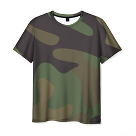Мужская футболка 3D с принтом Камуфляж (хаки) в Белгороде, 100% полиэфир | прямой крой, круглый вырез горловины, длина до линии бедер | camouflage | камуфляж | хаки