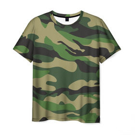 Мужская футболка 3D с принтом Лесной камуфляж в Белгороде, 100% полиэфир | прямой крой, круглый вырез горловины, длина до линии бедер | camouflage | forest camouflage | камуфляж | лесной камуфляж
