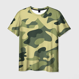 Мужская футболка 3D с принтом Зелёный камуфляж в Белгороде, 100% полиэфир | прямой крой, круглый вырез горловины, длина до линии бедер | camouflage | green camouflage | зеленый камуфляж | камуфляж