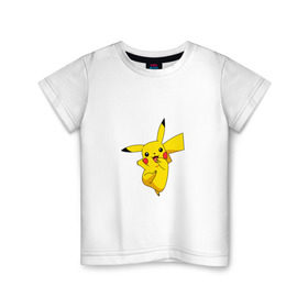 Детская футболка хлопок с принтом Pikachu Smile в Белгороде, 100% хлопок | круглый вырез горловины, полуприлегающий силуэт, длина до линии бедер | пикачу | покемон