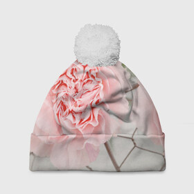 Шапка 3D c помпоном с принтом Розовый цветок в Белгороде, 100% полиэстер | универсальный размер, печать по всей поверхности изделия | женская | природа | растения | розовый | цветок | цветы