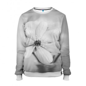 Женский свитшот 3D с принтом Белые цветочки 4 в Белгороде, 100% полиэстер с мягким внутренним слоем | круглый вырез горловины, мягкая резинка на манжетах и поясе, свободная посадка по фигуре | белый | монгохромный | цветок | цветы