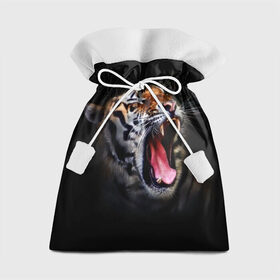 Подарочный 3D мешок с принтом Оскал тигра в Белгороде, 100% полиэстер | Размер: 29*39 см | дикая кошка | пасть | тигр | хищник