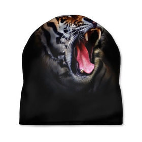 Шапка 3D с принтом Оскал тигра в Белгороде, 100% полиэстер | универсальный размер, печать по всей поверхности изделия | дикая кошка | пасть | тигр | хищник