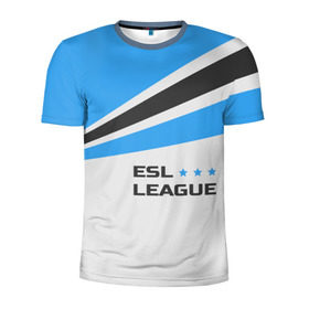 Мужская футболка 3D спортивная с принтом ESL league в Белгороде, 100% полиэстер с улучшенными характеристиками | приталенный силуэт, круглая горловина, широкие плечи, сужается к линии бедра | 