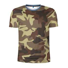 Мужская футболка 3D спортивная с принтом Коричневый камуфляж в Белгороде, 100% полиэстер с улучшенными характеристиками | приталенный силуэт, круглая горловина, широкие плечи, сужается к линии бедра | camo | camouflage | камо | хаки